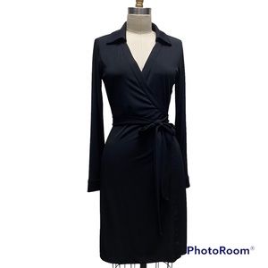 Calvin Klein Black Jersey Long Sleeve Wrap Dress Size 6